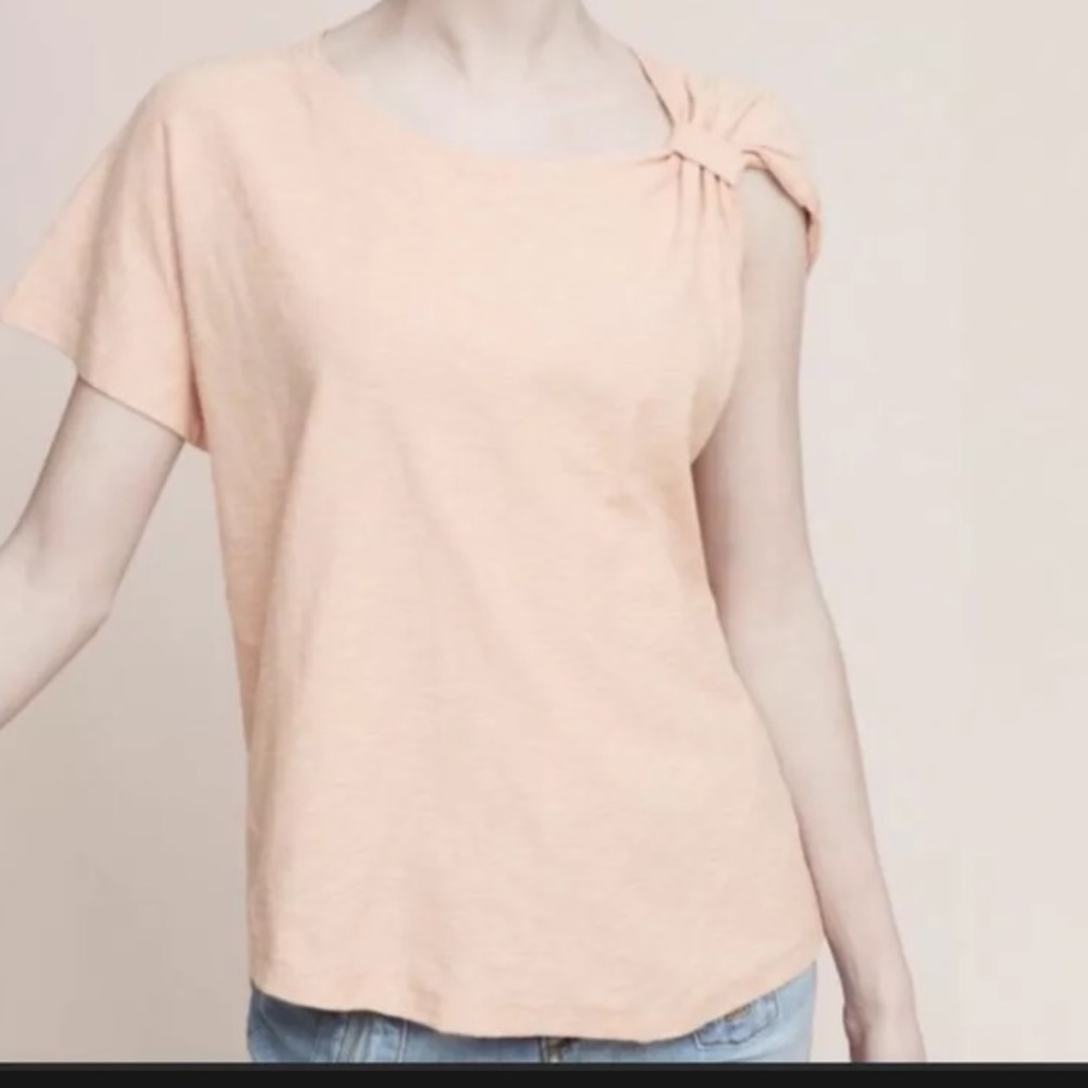 Anthropologie Deletta Margot gathered asymmetrical top Heathered Pink XS